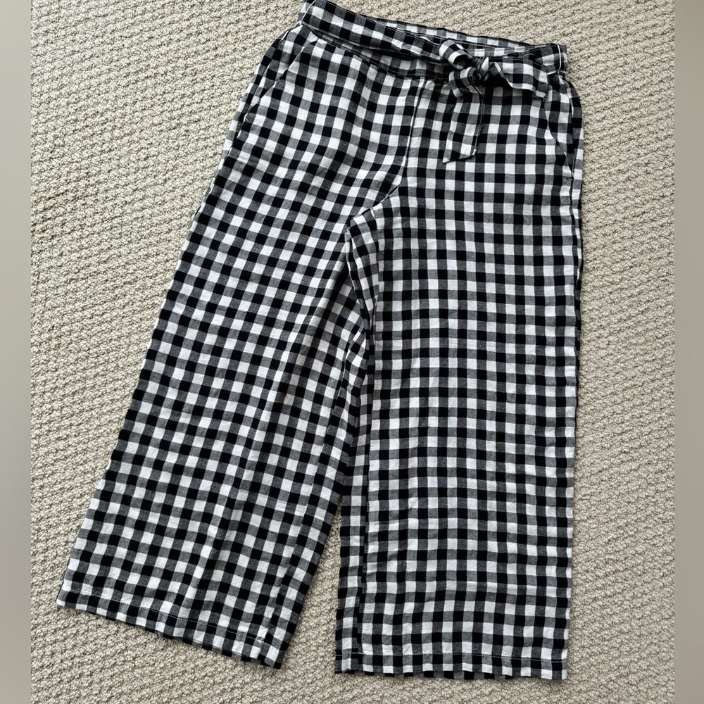 LOFT Gingham Linen Pants, NWT, small